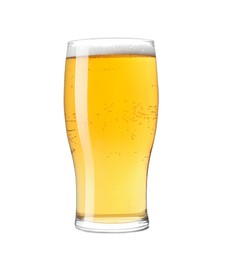 Photo of Glass of light beer isolated on white