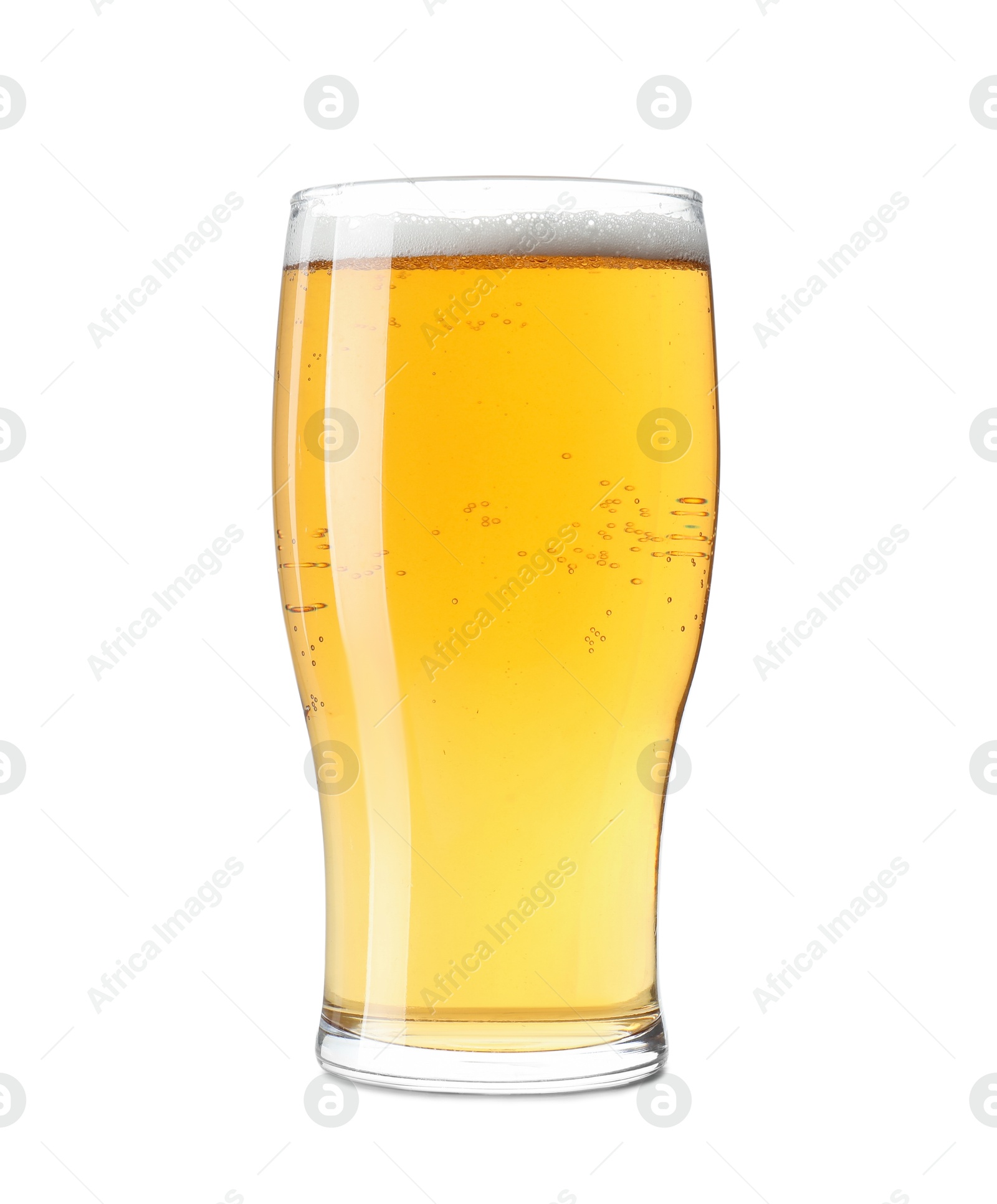 Photo of Glass of light beer isolated on white