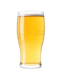 Photo of Glass of light beer isolated on white