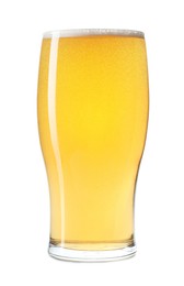 Photo of Glass of light beer isolated on white