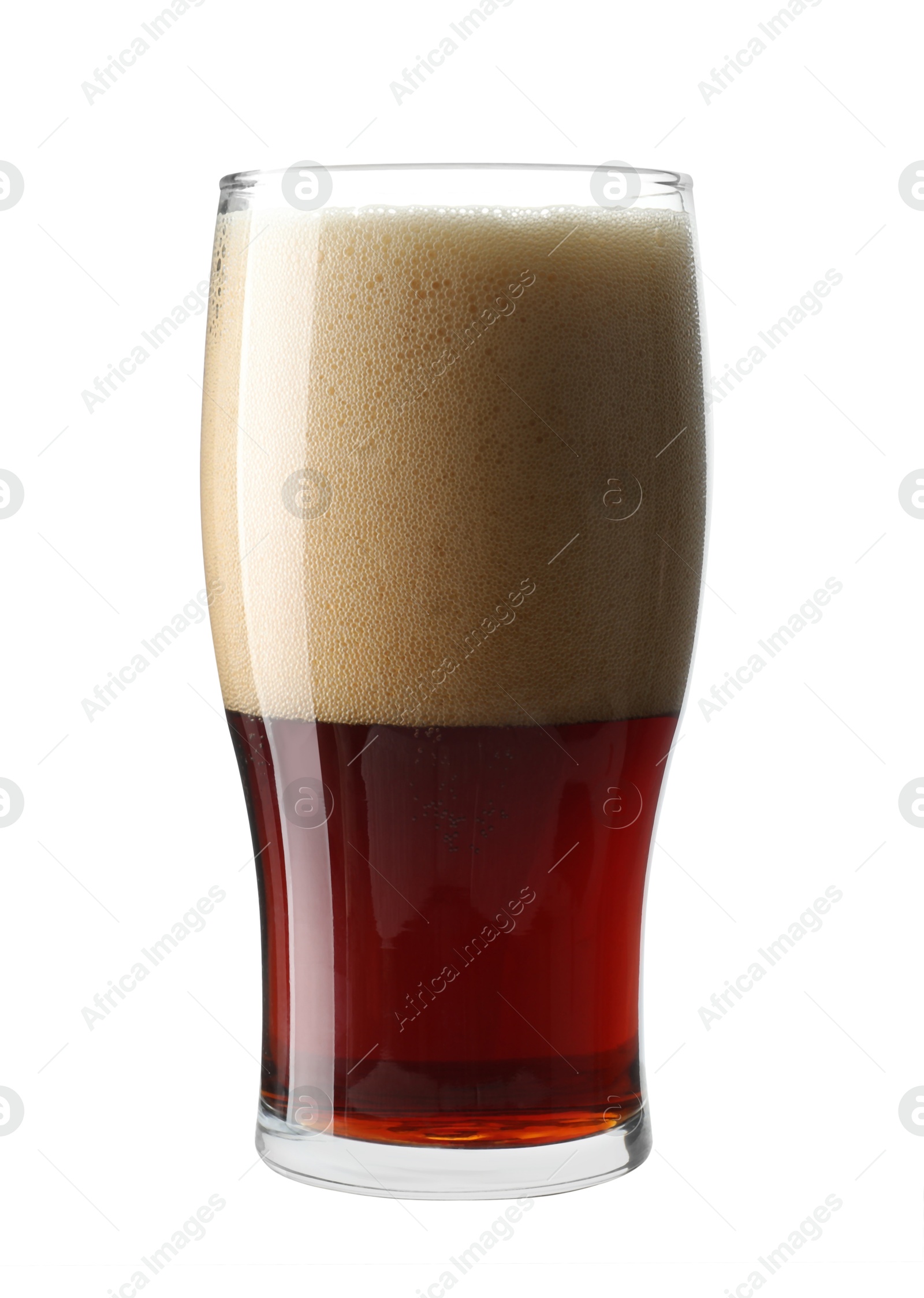 Photo of Glass of dark beer isolated on white