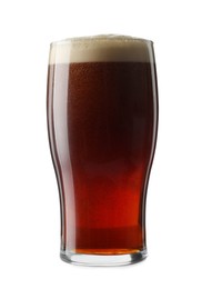 Photo of Glass of dark beer isolated on white