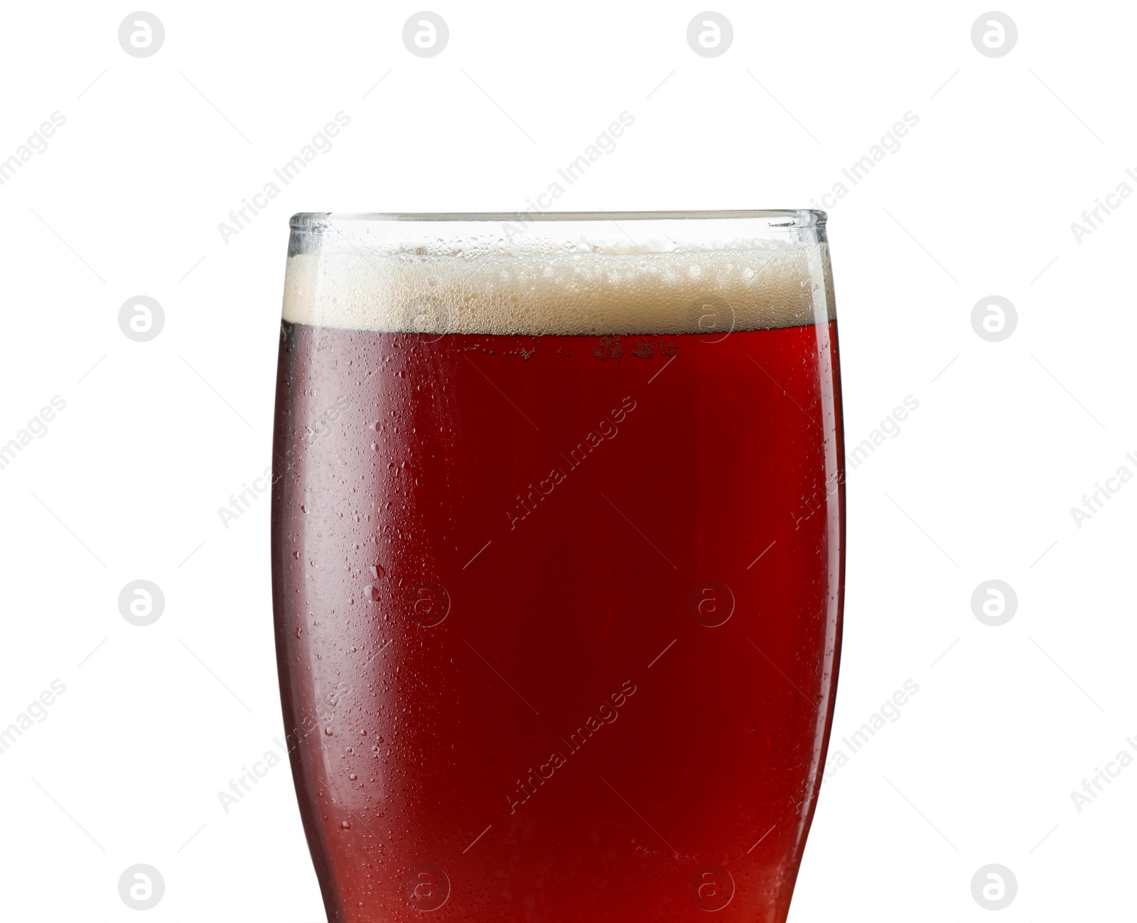 Photo of Glass of dark beer isolated on white