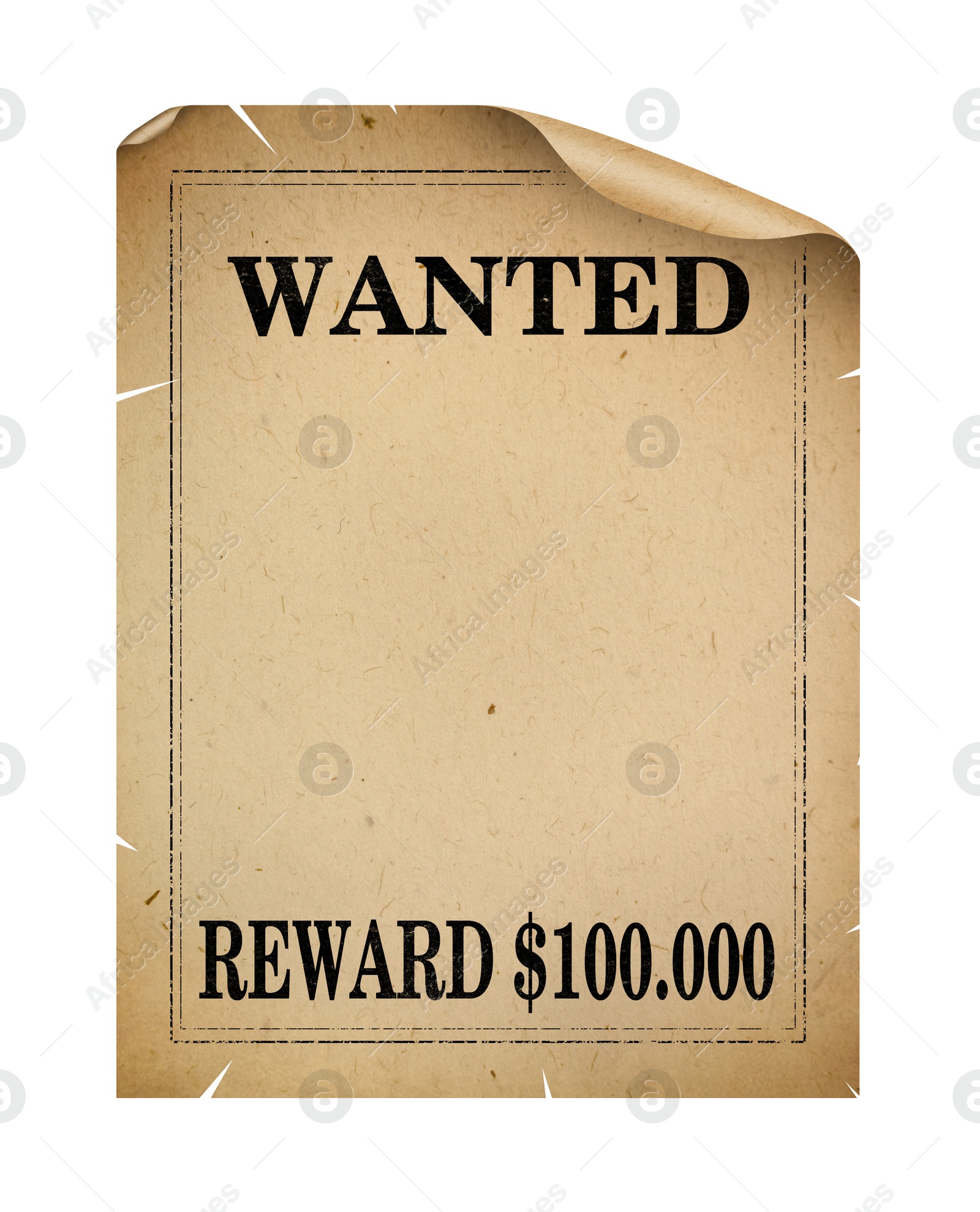 Image of Poster Wanted isolated on white. Space for design