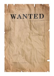 Image of Poster Wanted isolated on white. Space for design