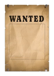 Image of Poster Wanted isolated on white. Space for design