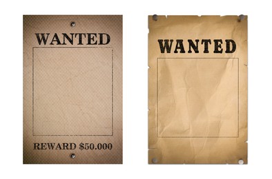 Image of Posters Wanted isolated on white. Space for design