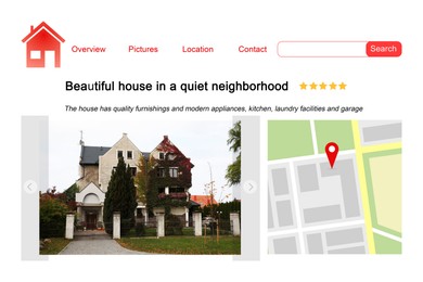 Image of House hunting website with photo and location