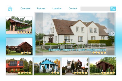 House hunting website with photos of different dwellings