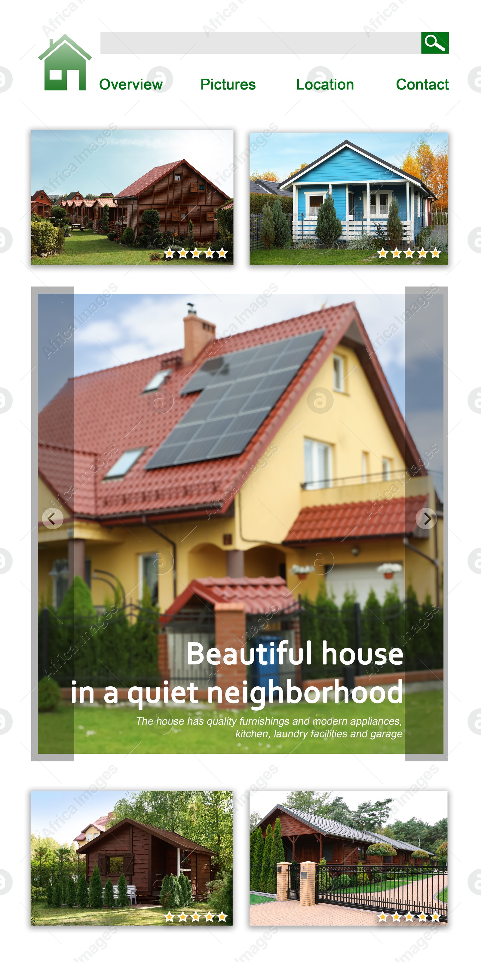 Image of House hunting website with photos of different dwellings