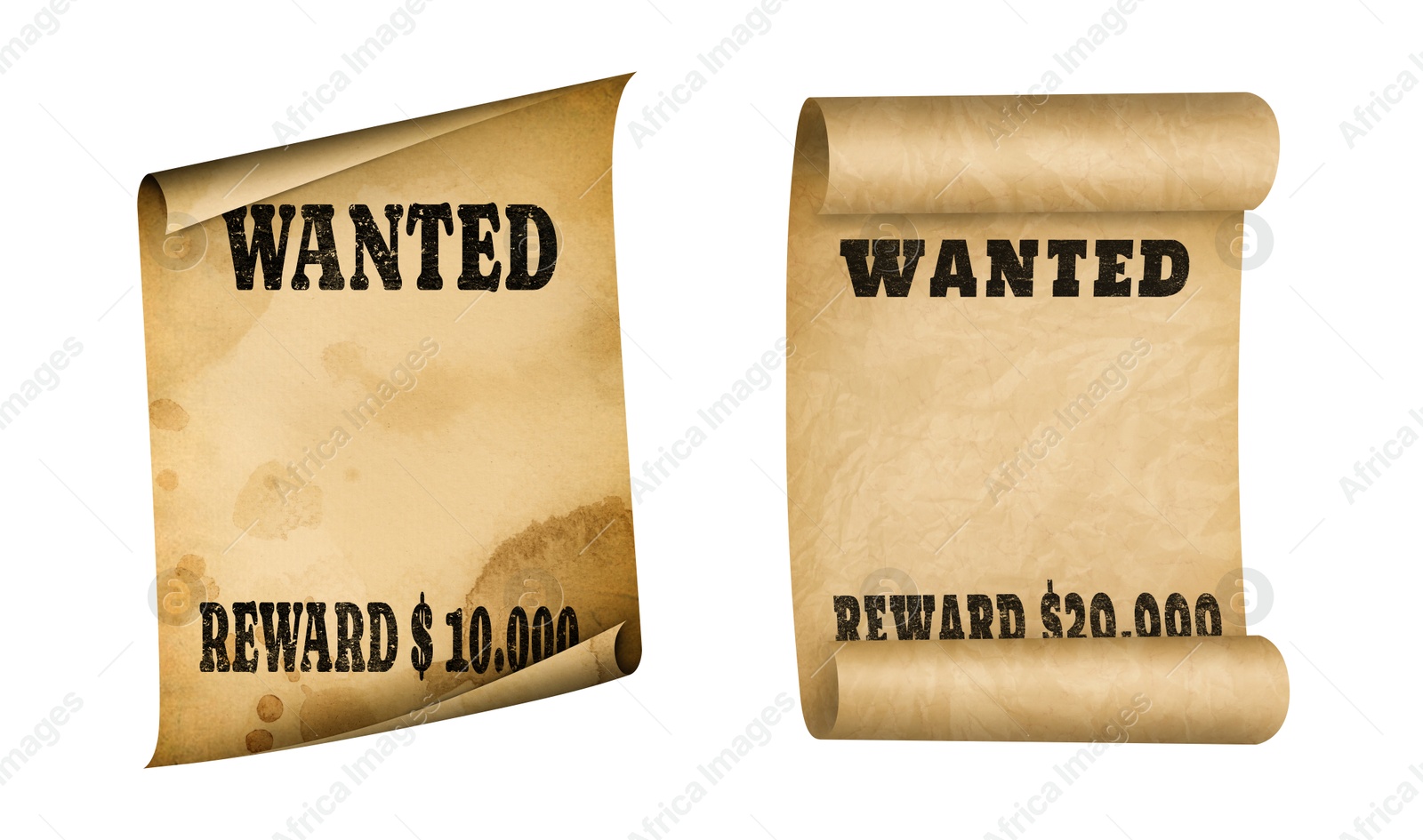 Image of Posters Wanted isolated on white. Space for design