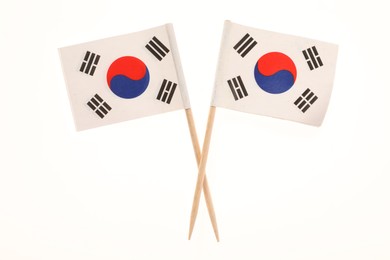 Small paper flags South Korea of isolated on white