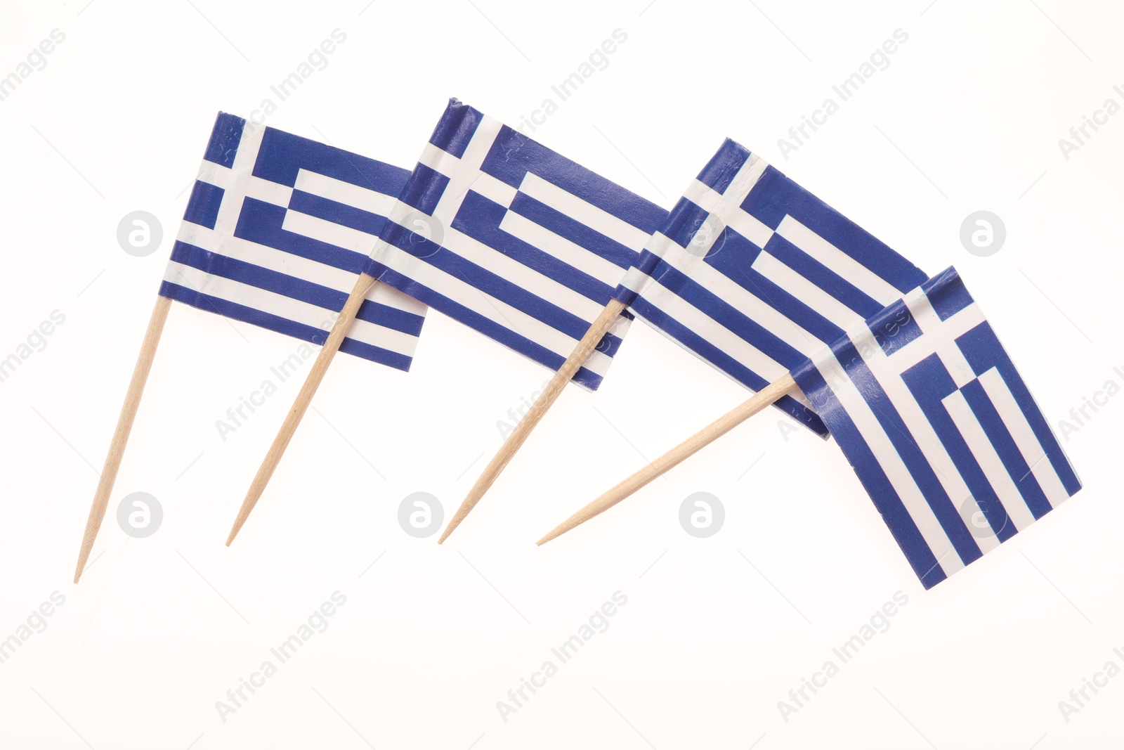 Photo of Small paper flags of Greece isolated on white