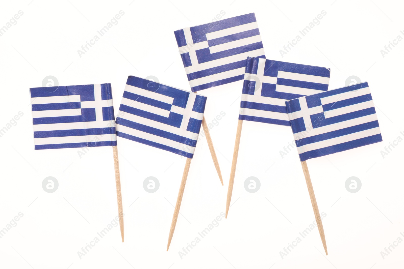 Photo of Small paper flags of Greece isolated on white