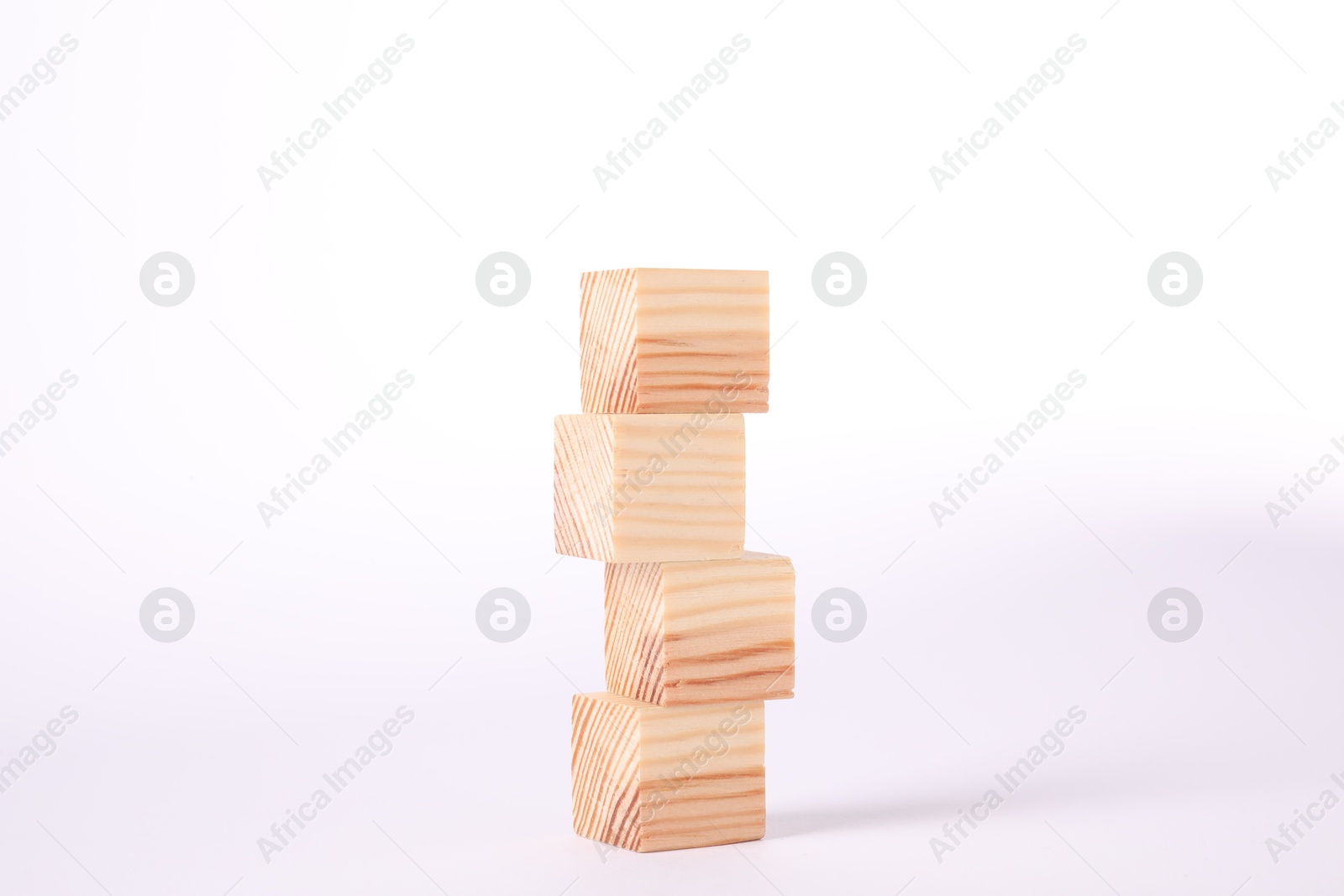 Photo of Stack of blank wooden cubes isolated on white