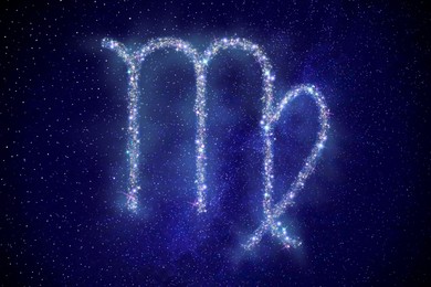 Image of Virgo zodiac sign made of stars on night sky