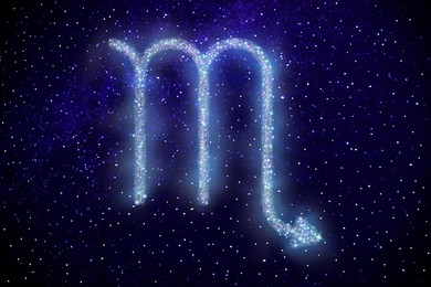 Image of Scorpio zodiac sign made of stars on night sky