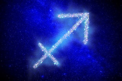 Image of Sagittarius zodiac sign made of stars on night sky