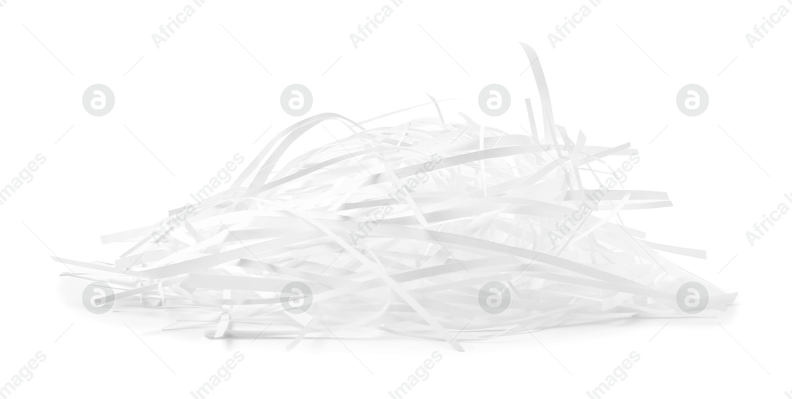 Photo of Pile of shredded paper isolated on white