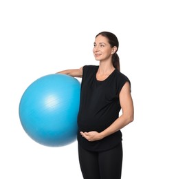 Photo of Beautiful pregnant woman with fitball isolated on white