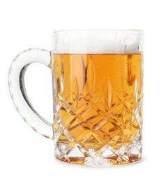 Glass mug of light beer isolated on white