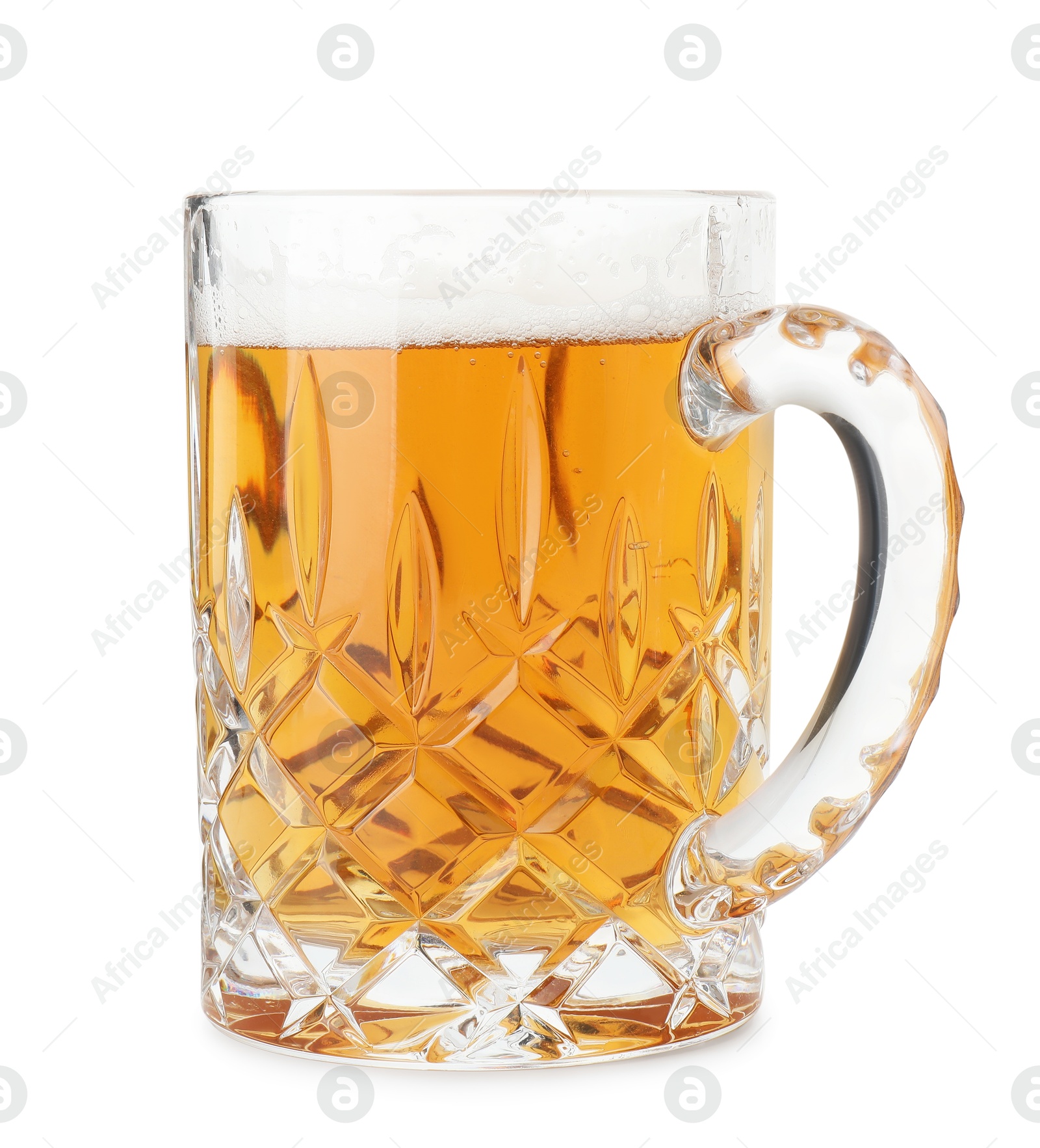 Photo of Glass mug of light beer isolated on white