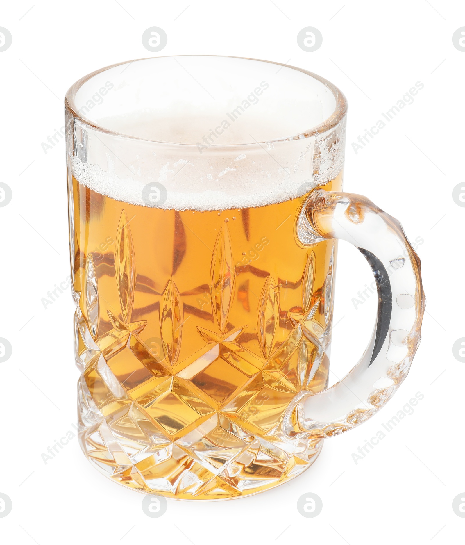 Photo of Glass mug of light beer isolated on white