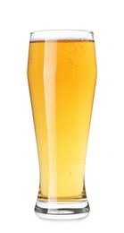 Photo of Glass of light beer isolated on white