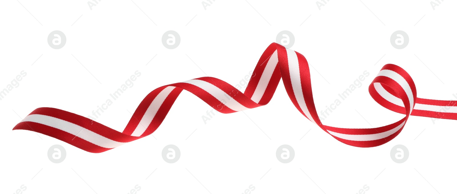 Photo of Ribbon in colors of Austrian flag isolated on white