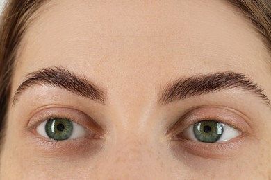 Closeup view of woman with beautiful eyes