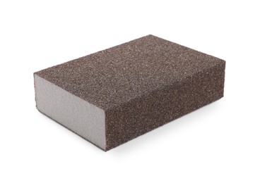 Photo of One coarse sandpaper sponge isolated on white