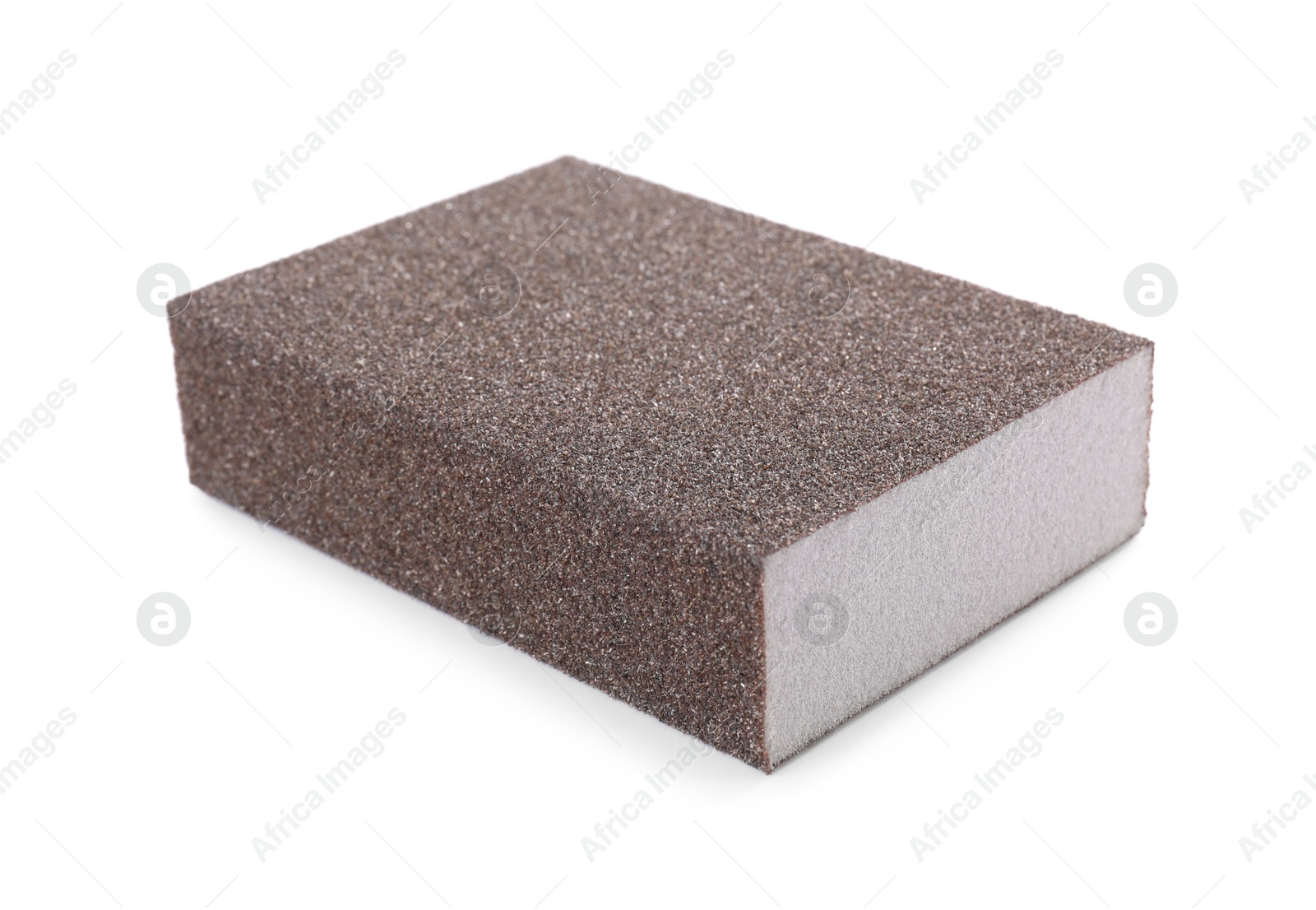 Photo of One coarse sandpaper sponge isolated on white