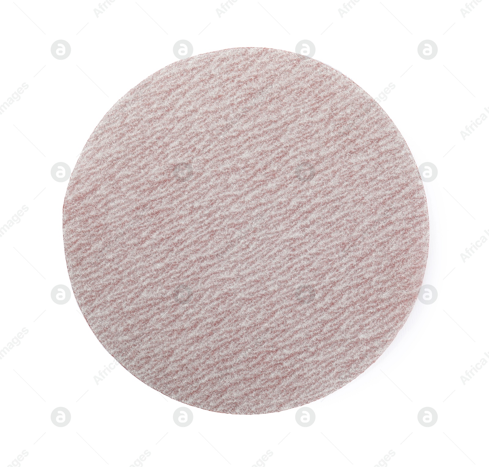 Photo of Coarse sandpaper disk isolated on white, top view