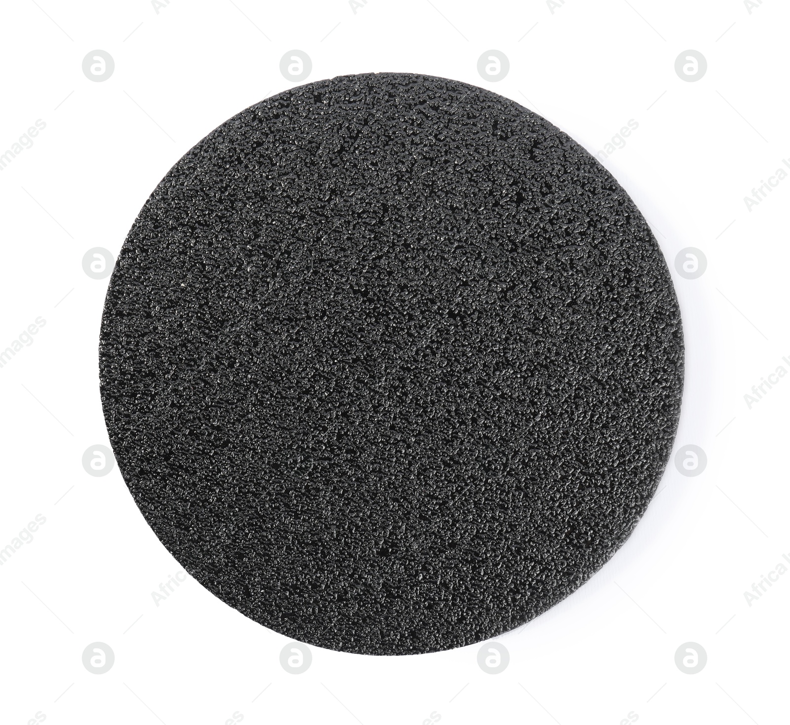 Photo of Coarse sandpaper disk isolated on white, top view