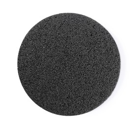 Photo of Coarse sandpaper disk isolated on white, top view