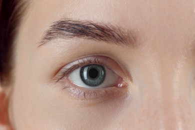 Woman with beautiful blue eyes, macro photo