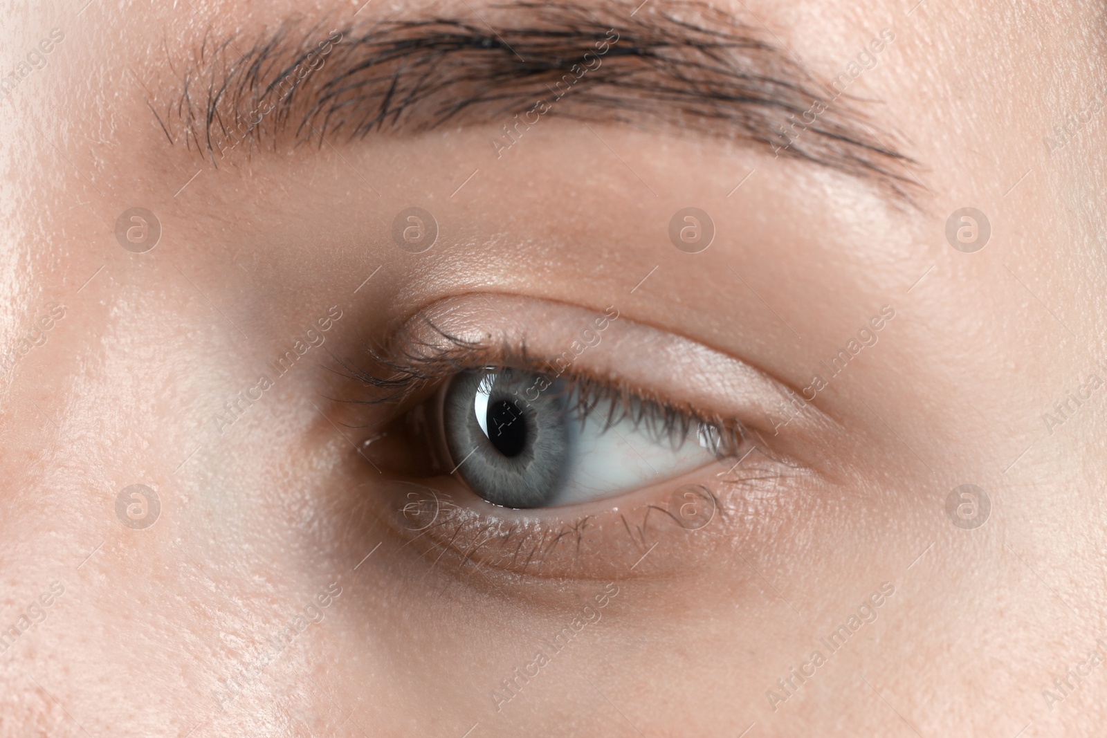 Photo of Woman with beautiful blue eyes, macro photo