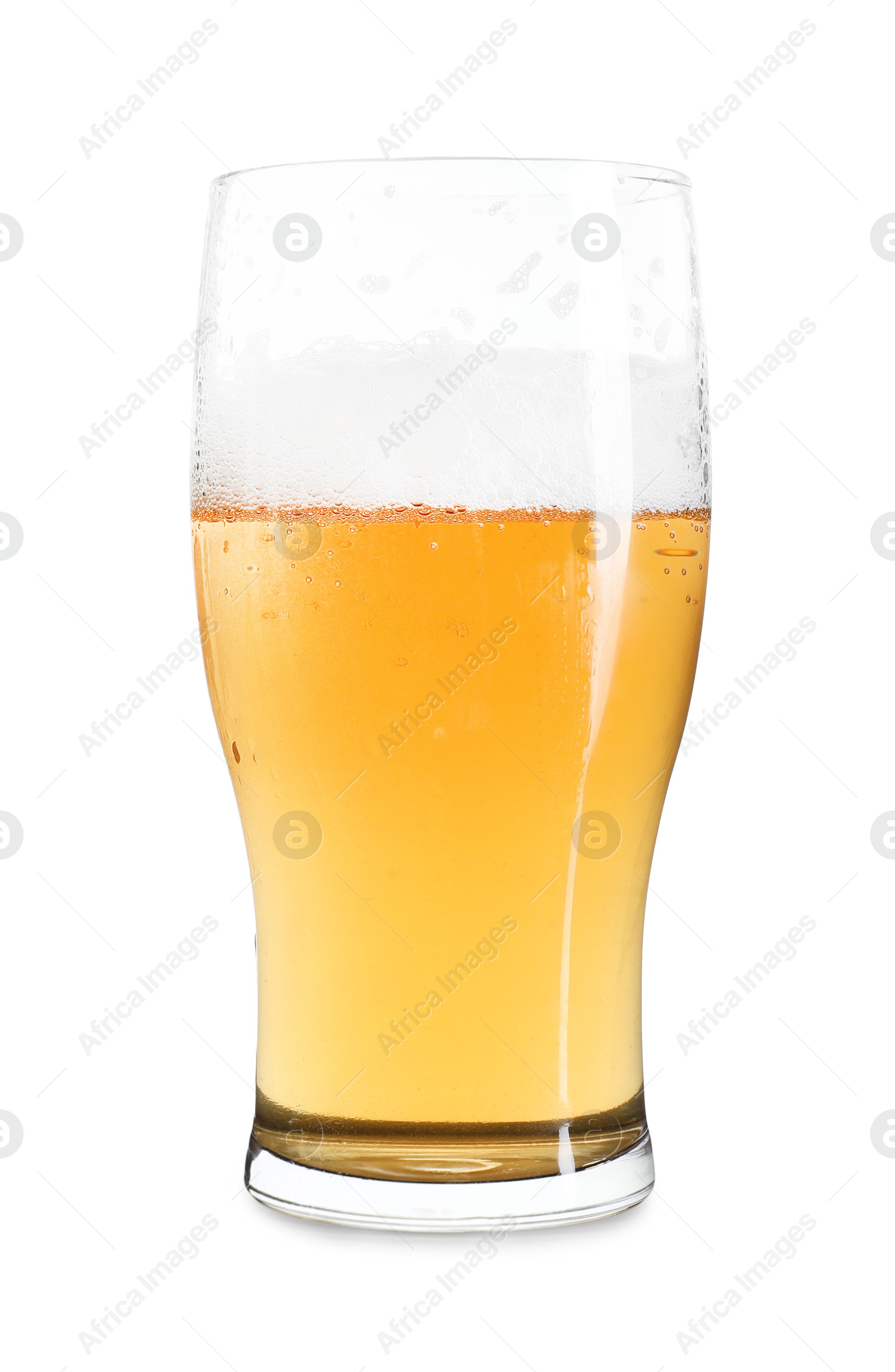 Photo of Glass of light beer isolated on white