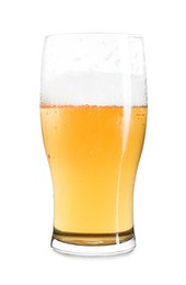 Photo of Glass of light beer isolated on white