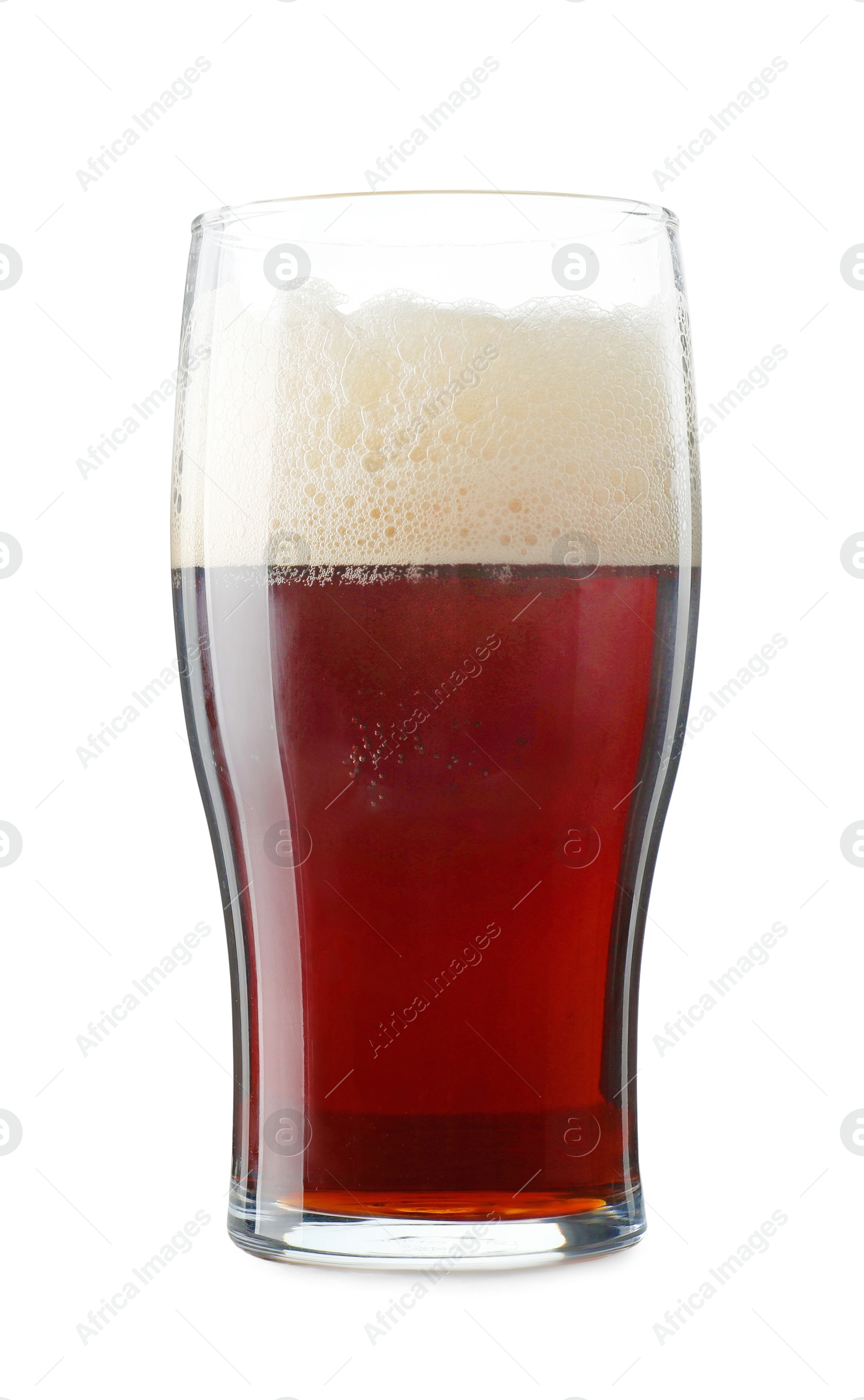 Photo of Glass of dark beer isolated on white