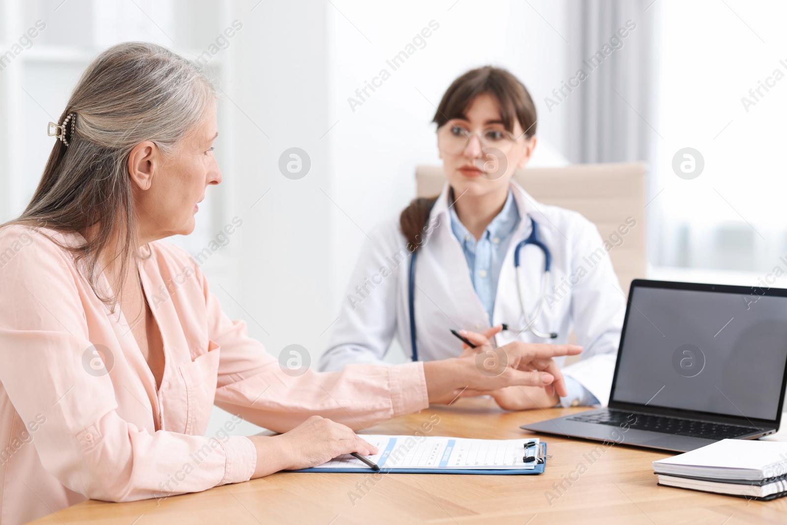 Photo of Lung disease. Patient having doctor appointment in clinic