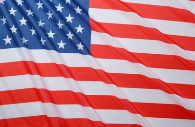 Flag of USA as background, top view