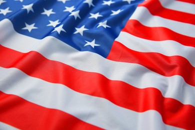 Photo of Flag of USA as background, top view