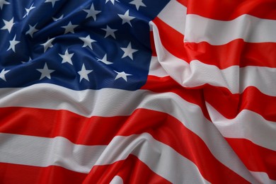 Flag of USA as background, closeup view