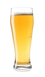 Photo of Glass of light beer isolated on white