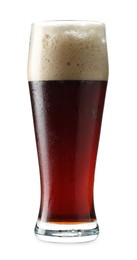 Glass of dark beer isolated on white