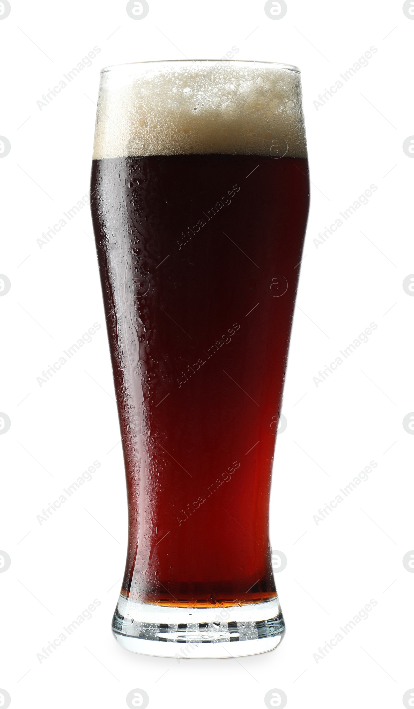 Photo of Glass of dark beer isolated on white