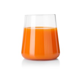 Healthy carrot juice in glass isolated on white