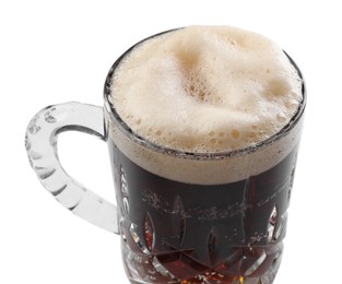 Photo of Glass mug of dark beer isolated on white