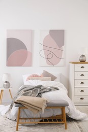 Photo of Teen's room interior with modern furniture and beautiful pictures on wall